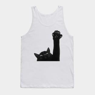 Black cat with paw Tank Top